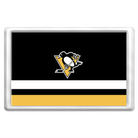 Магнит 45*70 с принтом Pittsburgh Penguins в Кировске, Пластик | Размер: 78*52 мм; Размер печати: 70*45 | Тематика изображения на принте: hockey | nhl | pittsburgh penguins | нхл | хоккей