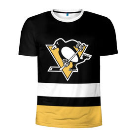 Мужская футболка 3D спортивная с принтом Pittsburgh Penguins в Кировске, 100% полиэстер с улучшенными характеристиками | приталенный силуэт, круглая горловина, широкие плечи, сужается к линии бедра | Тематика изображения на принте: hockey | nhl | pittsburgh penguins | нхл | хоккей