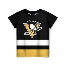 Детская футболка 3D с принтом Pittsburgh Penguins в Кировске, 100% гипоаллергенный полиэфир | прямой крой, круглый вырез горловины, длина до линии бедер, чуть спущенное плечо, ткань немного тянется | Тематика изображения на принте: hockey | nhl | pittsburgh penguins | нхл | хоккей