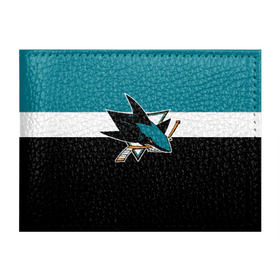 Обложка для студенческого билета с принтом San Jose Sharks в Кировске, натуральная кожа | Размер: 11*8 см; Печать на всей внешней стороне | hockey | nhl | san jose sharks | нхл | спорт | хоккей