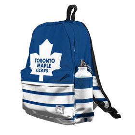 Рюкзак 3D с принтом Toronto Maple Leafs в Кировске, 100% полиэстер | лямки с регулируемой длиной, сверху петелька, чтобы рюкзак можно было повесить на вешалку. Основное отделение закрывается на молнию, как и внешний карман. Внутри два дополнительных кармана, один из которых закрывается на молнию. По бокам два дополнительных кармашка | Тематика изображения на принте: hockey | nhl | toronto maple leafs | нхл | хоккей
