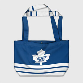 Пляжная сумка 3D с принтом Toronto Maple Leafs в Кировске, 100% полиэстер | застегивается на металлическую кнопку; внутренний карман застегивается на молнию. Стенки укреплены специальным мягким материалом, чтобы защитить содержимое от несильных ударов
 | Тематика изображения на принте: hockey | nhl | toronto maple leafs | нхл | хоккей