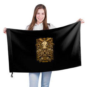 Флаг 3D с принтом Овен в Кировске, 100% полиэстер | плотность ткани — 95 г/м2, размер — 67 х 109 см. Принт наносится с одной стороны | Тематика изображения на принте: aries | арт | гороскоп | знаки зодиака | овен | череп