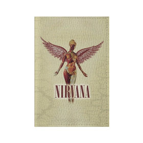 Обложка для паспорта матовая кожа с принтом Nirvana в Кировске, натуральная матовая кожа | размер 19,3 х 13,7 см; прозрачные пластиковые крепления | cobain | curt | nirvana | rock | группа | кобейн | курт | нирвана | рок