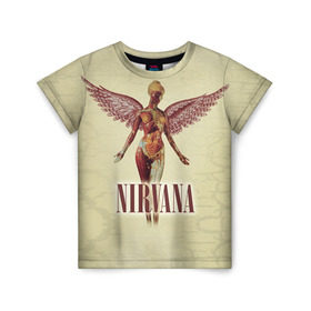 Детская футболка 3D с принтом Nirvana в Кировске, 100% гипоаллергенный полиэфир | прямой крой, круглый вырез горловины, длина до линии бедер, чуть спущенное плечо, ткань немного тянется | cobain | curt | nirvana | rock | группа | кобейн | курт | нирвана | рок