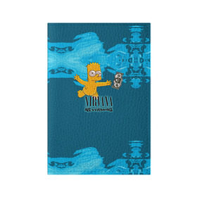 Обложка для паспорта матовая кожа с принтом Nirvana & Simpson в Кировске, натуральная матовая кожа | размер 19,3 х 13,7 см; прозрачные пластиковые крепления | cobain | curt | nirvana | rock | группа | кобейн | курт | нирвана | рок