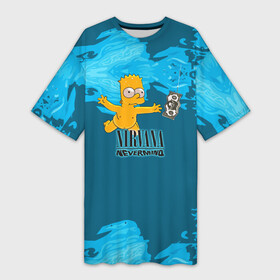 Платье-футболка 3D с принтом Nirvana  Simpson в Кировске,  |  | Тематика изображения на принте: cobain | curt | nirvana | rock | группа | кобейн | курт | нирвана | рок