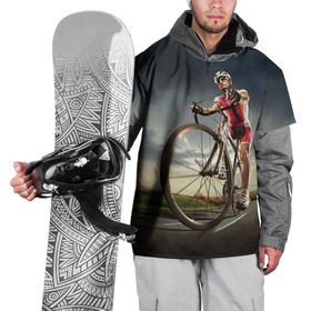 Накидка на куртку 3D с принтом Велогонщик в Кировске, 100% полиэстер |  | extreme | вело | велосипед | шоссейный велосипед | экстрим
