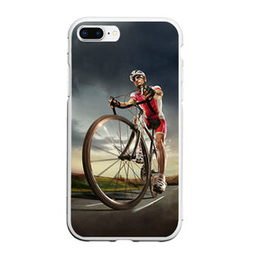 Чехол для iPhone 7Plus/8 Plus матовый с принтом Велогонщик в Кировске, Силикон | Область печати: задняя сторона чехла, без боковых панелей | extreme | вело | велосипед | шоссейный велосипед | экстрим