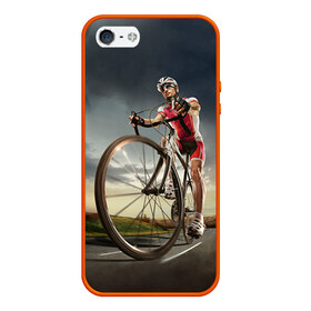Чехол силиконовый для Телефон Apple iPhone 5/5S с принтом МТБ в Кировске, Силикон | Область печати: задняя сторона чехла, без боковых панелей | Тематика изображения на принте: extreme | вело | велосипед | шоссейный велосипед | экстрим