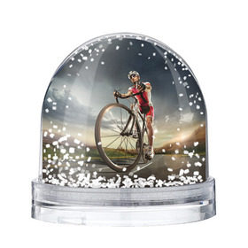 Водяной шар с принтом Велогонщик в Кировске, Пластик | Изображение внутри шара печатается на глянцевой фотобумаге с двух сторон | extreme | вело | велосипед | шоссейный велосипед | экстрим