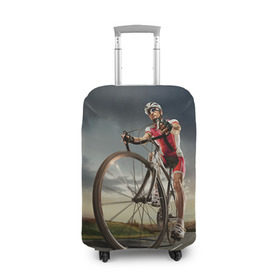 Чехол для чемодана 3D с принтом Велогонщик в Кировске, 86% полиэфир, 14% спандекс | двустороннее нанесение принта, прорези для ручек и колес | extreme | вело | велосипед | шоссейный велосипед | экстрим