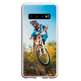 Чехол для Samsung Galaxy S10 с принтом МТБ в Кировске, Силикон | Область печати: задняя сторона чехла, без боковых панелей | extreme | вело | велосипед | маунтинбайк | мтб | экстрим