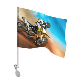 Флаг для автомобиля с принтом Эндуро в Кировске, 100% полиэстер | Размер: 30*21 см | extreme | мото | мотокросс | мотоцикл | спорт | экстрим