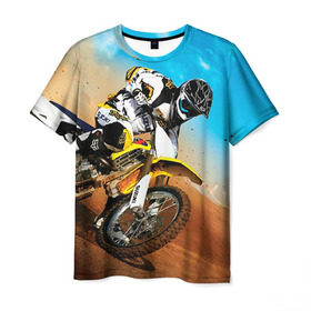 Мужская футболка 3D с принтом Эндуро в Кировске, 100% полиэфир | прямой крой, круглый вырез горловины, длина до линии бедер | extreme | мото | мотокросс | мотоцикл | спорт | экстрим