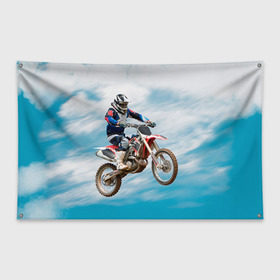 Флаг-баннер с принтом Эндуро в Кировске, 100% полиэстер | размер 67 х 109 см, плотность ткани — 95 г/м2; по краям флага есть четыре люверса для крепления | extreme | мото | мотокросс | мотоцикл | экстрим