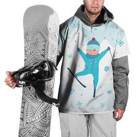 Накидка на куртку 3D с принтом Лыжник в Кировске, 100% полиэстер |  | extreme | ski | skiing | горнолыжное | горные лыжи | лыжник | фристайл | экстрим