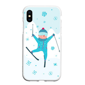 Чехол для iPhone XS Max матовый с принтом Лыжник в Кировске, Силикон | Область печати: задняя сторона чехла, без боковых панелей | extreme | ski | skiing | горнолыжное | горные лыжи | лыжник | фристайл | экстрим