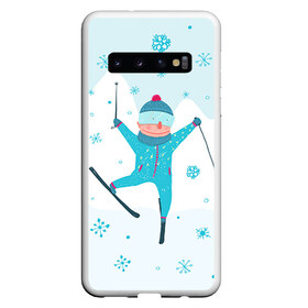 Чехол для Samsung Galaxy S10 с принтом Лыжник в Кировске, Силикон | Область печати: задняя сторона чехла, без боковых панелей | extreme | ski | skiing | горнолыжное | горные лыжи | лыжник | фристайл | экстрим