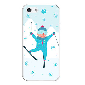 Чехол для iPhone 5/5S матовый с принтом Лыжник в Кировске, Силикон | Область печати: задняя сторона чехла, без боковых панелей | extreme | ski | skiing | горнолыжное | горные лыжи | лыжник | фристайл | экстрим