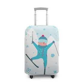 Чехол для чемодана 3D с принтом Лыжник в Кировске, 86% полиэфир, 14% спандекс | двустороннее нанесение принта, прорези для ручек и колес | Тематика изображения на принте: extreme | ski | skiing | горнолыжное | горные лыжи | лыжник | фристайл | экстрим