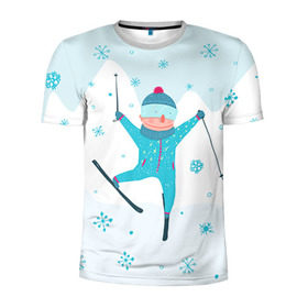 Мужская футболка 3D спортивная с принтом Лыжник в Кировске, 100% полиэстер с улучшенными характеристиками | приталенный силуэт, круглая горловина, широкие плечи, сужается к линии бедра | extreme | ski | skiing | горнолыжное | горные лыжи | лыжник | фристайл | экстрим
