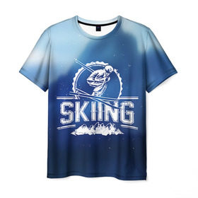Мужская футболка 3D с принтом Лыжный спорт в Кировске, 100% полиэфир | прямой крой, круглый вырез горловины, длина до линии бедер | extreme | ski | skiing | горнолыжное | горные лыжи | лыжник | фристайл | экстрим