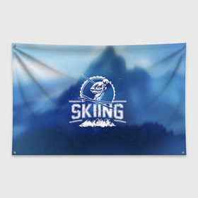 Флаг-баннер с принтом Лыжный спорт в Кировске, 100% полиэстер | размер 67 х 109 см, плотность ткани — 95 г/м2; по краям флага есть четыре люверса для крепления | extreme | ski | skiing | горнолыжное | горные лыжи | лыжник | фристайл | экстрим