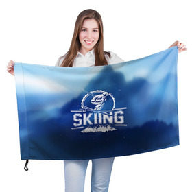 Флаг 3D с принтом Лыжный спорт в Кировске, 100% полиэстер | плотность ткани — 95 г/м2, размер — 67 х 109 см. Принт наносится с одной стороны | extreme | ski | skiing | горнолыжное | горные лыжи | лыжник | фристайл | экстрим