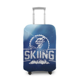 Чехол для чемодана 3D с принтом Лыжный спорт в Кировске, 86% полиэфир, 14% спандекс | двустороннее нанесение принта, прорези для ручек и колес | extreme | ski | skiing | горнолыжное | горные лыжи | лыжник | фристайл | экстрим