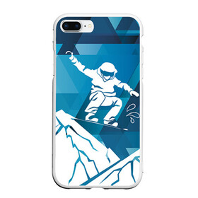 Чехол для iPhone 7Plus/8 Plus матовый с принтом Горы и сноубордист в Кировске, Силикон | Область печати: задняя сторона чехла, без боковых панелей | extreme | snowboard | сноуборд | сноубордист | экстрим
