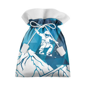 Подарочный 3D мешок с принтом Горы и сноубордист в Кировске, 100% полиэстер | Размер: 29*39 см | extreme | snowboard | сноуборд | сноубордист | экстрим