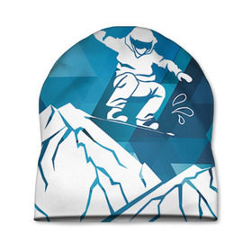 Шапка 3D с принтом Горы и сноубордист в Кировске, 100% полиэстер | универсальный размер, печать по всей поверхности изделия | extreme | snowboard | сноуборд | сноубордист | экстрим