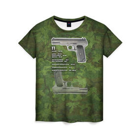 Женская футболка 3D с принтом ТТ в Кировске, 100% полиэфир ( синтетическое хлопкоподобное полотно) | прямой крой, круглый вырез горловины, длина до линии бедер | оружие | пистолет | тт | ттх | тульский токарев