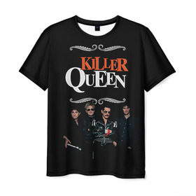 Мужская футболка 3D с принтом Killer Queen в Кировске, 100% полиэфир | прямой крой, круглый вырез горловины, длина до линии бедер | freddie | heavy | mercury | metal | queen | rock | квин | куин | меркури | меркюри | метал | рок | фредди меркьюри | фреди | хэви