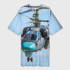Платье-футболка 3D с принтом КА 52 в Кировске,  |  | авиация | аллигатор | армия | боевой | ввс | вертолет | военная техника | ка 52 | ударный | черная акула