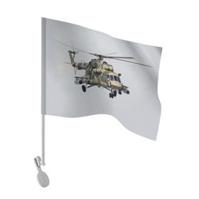 Флаг для автомобиля с принтом МИ 8 в Кировске, 100% полиэстер | Размер: 30*21 см | авиация | армия | ввс | вертолет | военная техника | ми 8 | ударный