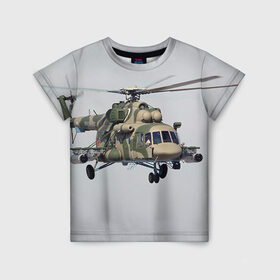 Детская футболка 3D с принтом МИ 8 в Кировске, 100% гипоаллергенный полиэфир | прямой крой, круглый вырез горловины, длина до линии бедер, чуть спущенное плечо, ткань немного тянется | авиация | армия | ввс | вертолет | военная техника | ми 8 | ударный