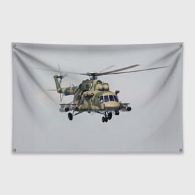Флаг-баннер с принтом МИ 8 в Кировске, 100% полиэстер | размер 67 х 109 см, плотность ткани — 95 г/м2; по краям флага есть четыре люверса для крепления | авиация | армия | ввс | вертолет | военная техника | ми 8 | ударный