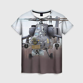 Женская футболка 3D с принтом МИ 28 в Кировске, 100% полиэфир ( синтетическое хлопкоподобное полотно) | прямой крой, круглый вырез горловины, длина до линии бедер | авиация | армия | боевой | ввс | вертолет | военная техника | ми 28 | ночной охотник | ударный
