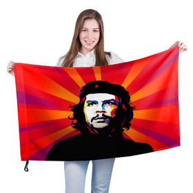 Флаг 3D с принтом Че Гевара в Кировске, 100% полиэстер | плотность ткани — 95 г/м2, размер — 67 х 109 см. Принт наносится с одной стороны | куба | поп арт | революционер | чегевара