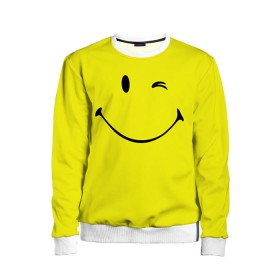 Детский свитшот 3D с принтом Смайл в Кировске, 100% полиэстер | свободная посадка, прямой крой, мягкая тканевая резинка на рукавах и понизу свитшота | Тематика изображения на принте: emoji | smile | жёлтый | смайл | смайлик | улыбка | эмодзи | эмоции