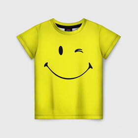 Детская футболка 3D с принтом Смайл в Кировске, 100% гипоаллергенный полиэфир | прямой крой, круглый вырез горловины, длина до линии бедер, чуть спущенное плечо, ткань немного тянется | emoji | smile | жёлтый | смайл | смайлик | улыбка | эмодзи | эмоции