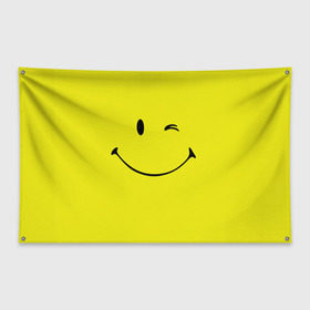 Флаг-баннер с принтом Смайл в Кировске, 100% полиэстер | размер 67 х 109 см, плотность ткани — 95 г/м2; по краям флага есть четыре люверса для крепления | emoji | smile | жёлтый | смайл | смайлик | улыбка | эмодзи | эмоции