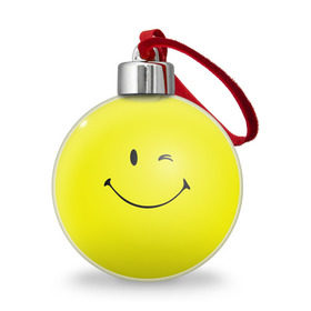 Ёлочный шар с принтом Смайл в Кировске, Пластик | Диаметр: 77 мм | Тематика изображения на принте: emoji | smile | жёлтый | смайл | смайлик | улыбка | эмодзи | эмоции