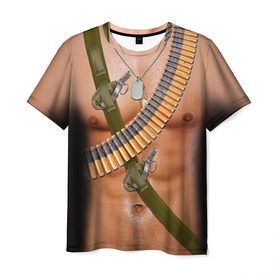 Мужская футболка 3D с принтом Солдат в Кировске, 100% полиэфир | прямой крой, круглый вырез горловины, длина до линии бедер | 23 февраля | армия | граната | защитник | мужской праздник | мужчине | отечества | подарок | пуля | солдат