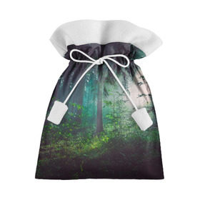 Подарочный 3D мешок с принтом Таинственный лес в Кировске, 100% полиэстер | Размер: 29*39 см | Тематика изображения на принте: деревья | зелень | на макете изображен таинственный зеленый леслес