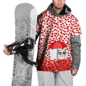 Накидка на куртку 3D с принтом Сердцепад в Кировске, 100% полиэстер |  | зонтик | кот | сердитый | сердца | сердцепад
