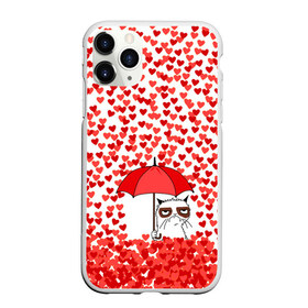 Чехол для iPhone 11 Pro матовый с принтом Сердцепад в Кировске, Силикон |  | зонтик | кот | сердитый | сердца | сердцепад