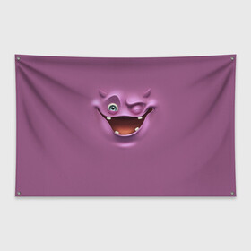 Флаг-баннер с принтом Пластилиновый смайл в Кировске, 100% полиэстер | размер 67 х 109 см, плотность ткани — 95 г/м2; по краям флага есть четыре люверса для крепления | глаза | мульт | рожица | рот | смайл | улыбка